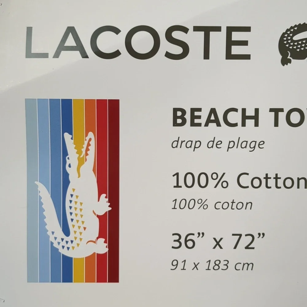 Lacoste 100% Cotton Beach Towel, 36
